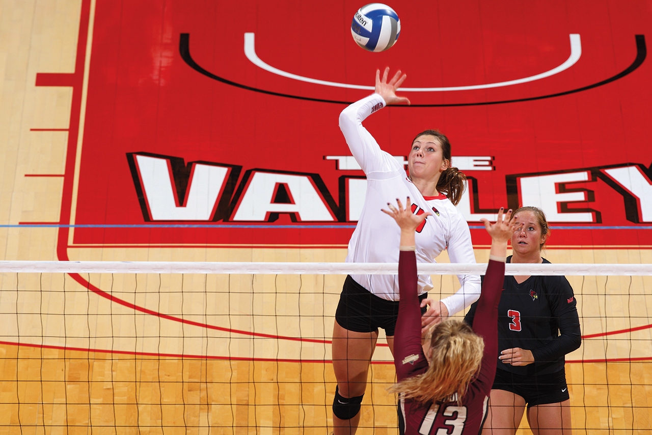 Ashley Rosch in action with the Illinois State volleyball team