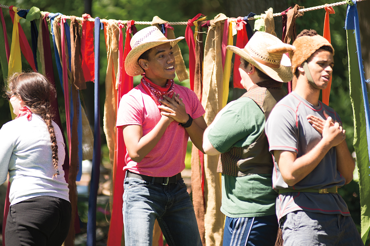 Actors performing in old West show