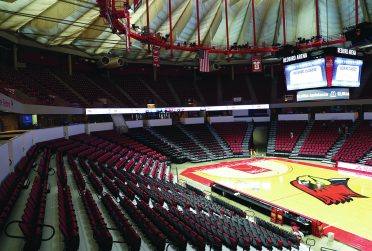 An empty CEFCU Arena.