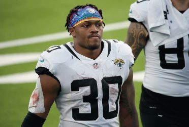 INGLEWOOD, CALIFORNIA - OCTOBER 25: James Robinson #30 of the Jacksonville Jaguars leaves the field after losing 39-29 to the Los Angeles Chargers at SoFi Stadium on October 25, 2020 in Inglewood, California. (Photo by Katelyn Mulcahy/Getty Images)